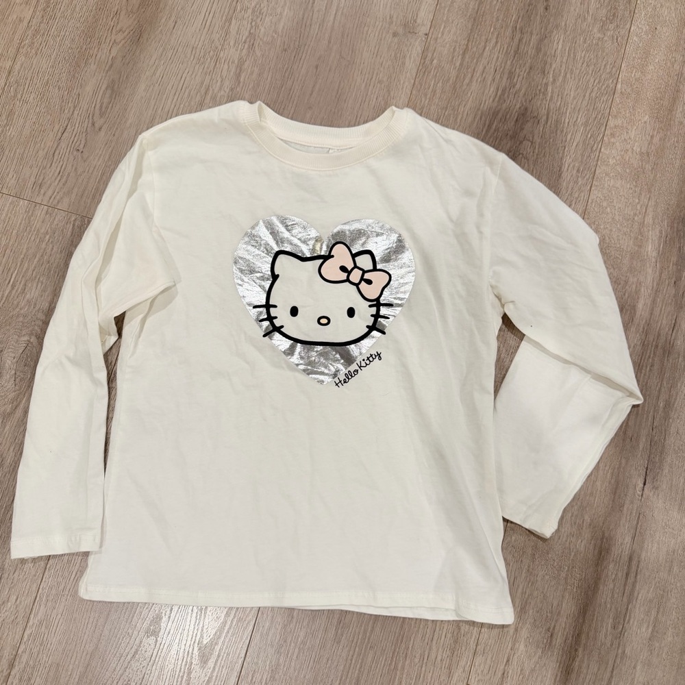 H&M Cream Long Sleeve Shirt with Silver Heart